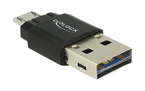 Delock Micro USB OTG Card Reader + USB A male - Kartenleser (microSD, microSDHC, microSDXC) - USB 2.0