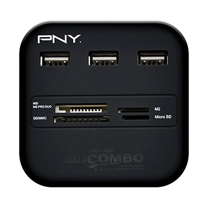 PNY Multi-Slot USB & Flash USB 2.0 Schwarz Kartenleser