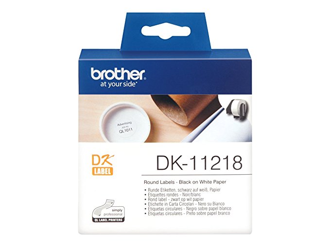 Brother Etikettenrolle DK-11218 Schriftband Etiketten-Durchmesser: 24 mm, weiß
