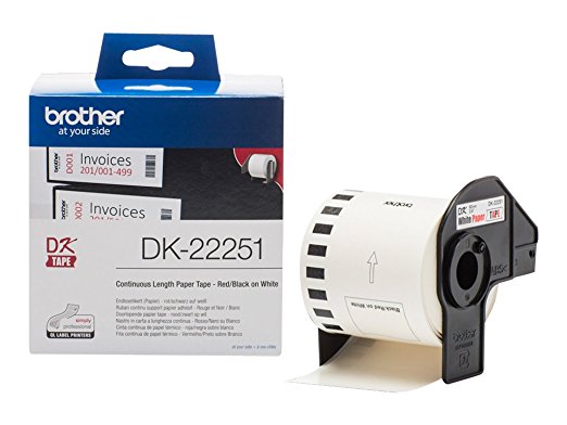 Brother DK-22251 - Schwarz/Rot auf Weiß - Rolle (6,2 cm x 15,24 m) 1 Rolle(n) Etiketten-Endlospapier