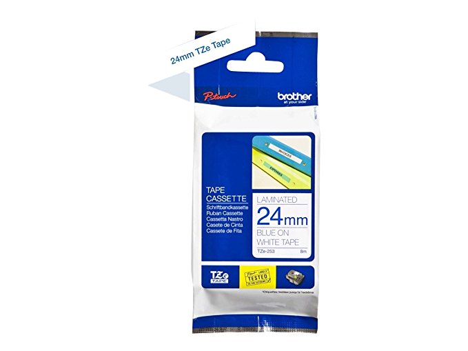 Brother Schriftbandkassette 24mm weiß/blau TZE253