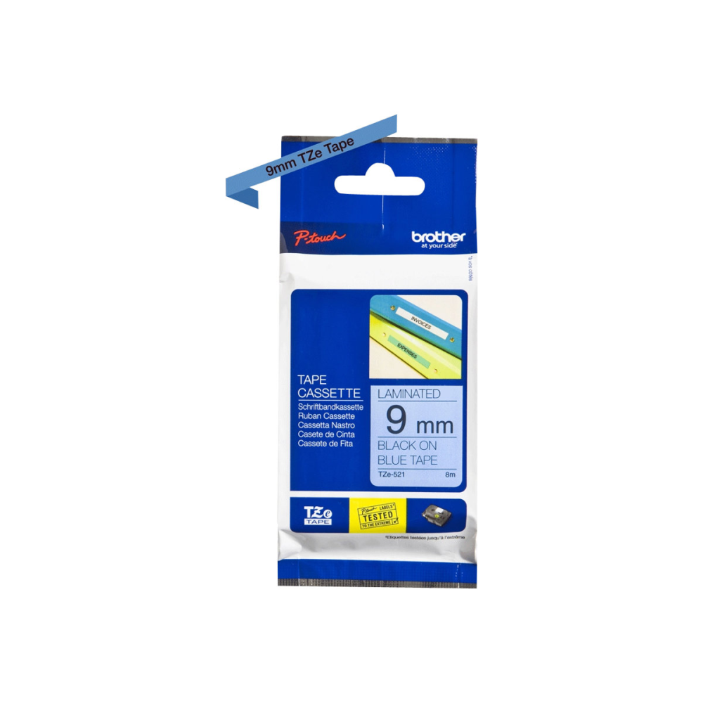 Brother Schriftbandkassette 9mm blau/schwarz TZE521