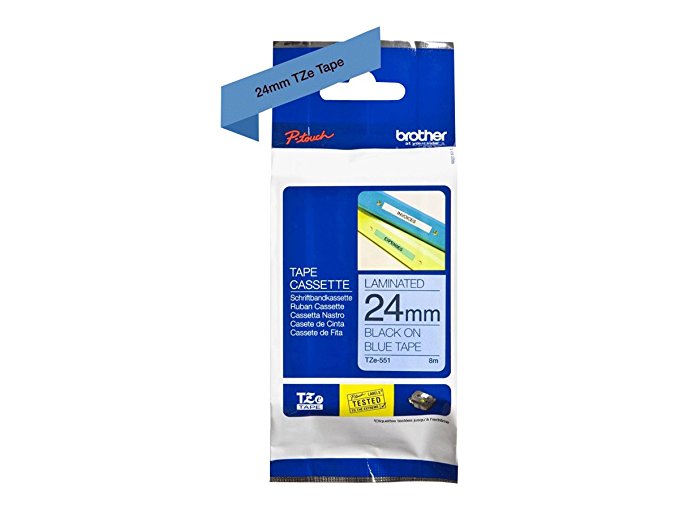 Brother Schriftbandkassette 24mm blau/schwarz TZE551