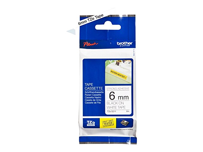Brother Schriftbandkassette 6mm weiß/schwarz TZES211