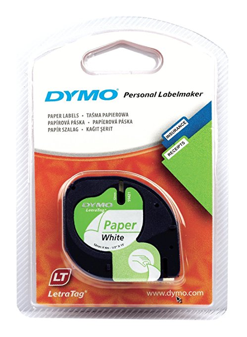 Dymo LetraTag Etiketten Papier 12mmx4m schwarz auf weiß