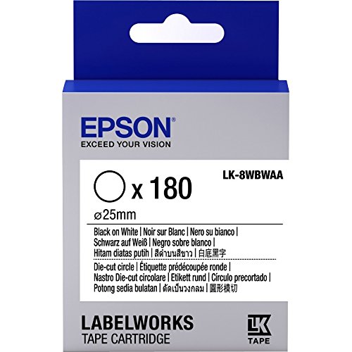 Epson LabelWorks LK-8WBWAA - Gestanzte, runde Etiketten - Schwarz auf Weiß