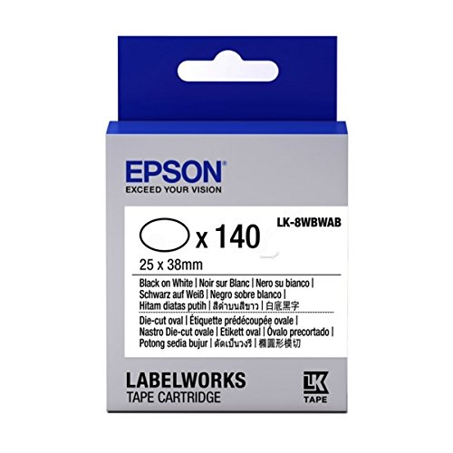 Epson LabelWorks LK-8WBWAB - Gestanzte ovale Etiketten - Schwarz auf Weiß