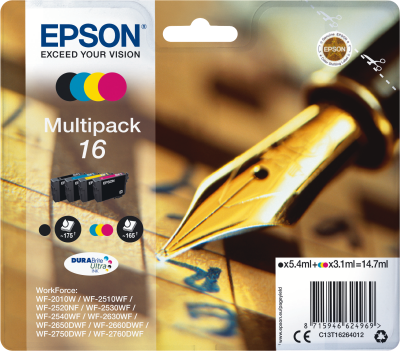 Epson WF2010/2510/2530/2540 bk/cy/ma/ye T1626