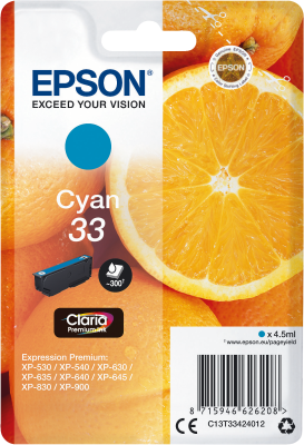 Epson cyan Claria Premium 33 T 3342 Tintenpatrone