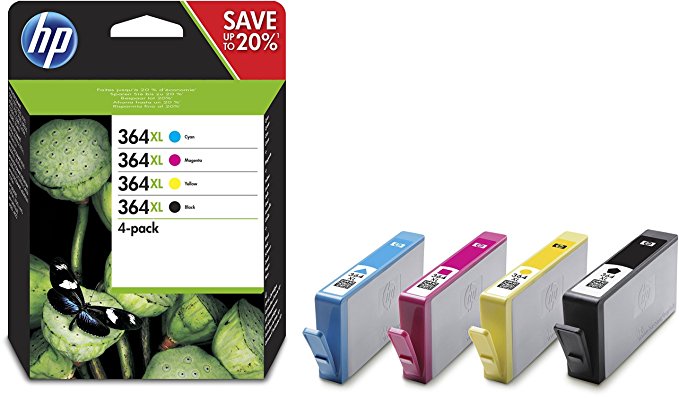 Hewlett Packard N9J74AE Combo 4-Pack BK/C/M/Y No. 364 XL