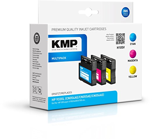 KMP 105V Vorteilspack C/M/Y komp. mit Hewlett Packard 933 XL Tintenpatrone