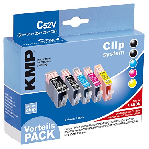 KMP C52V Vorteilspack BK/C/M/Y kompatibel mit Canon PGI-5/CLI-8 Tintenpatrone