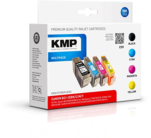 KMP C5V Vorteilspack BK/C/M/Y kompatibel mit Canon BCI-3e Tintenpatrone