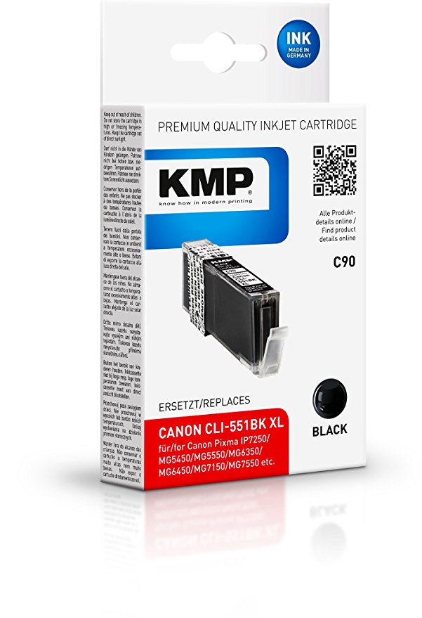 KMP C90 schwarz komp. mit Canon CLI-551 BK XL Tintenpatrone