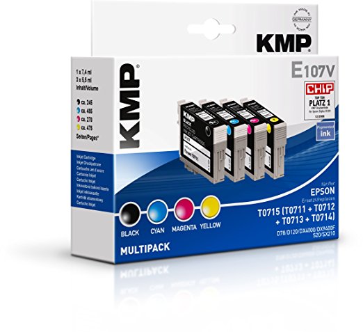 KMP E107V Multipack BK/C/M/Y kompatibel mit Epson T 071 Tintenpatrone