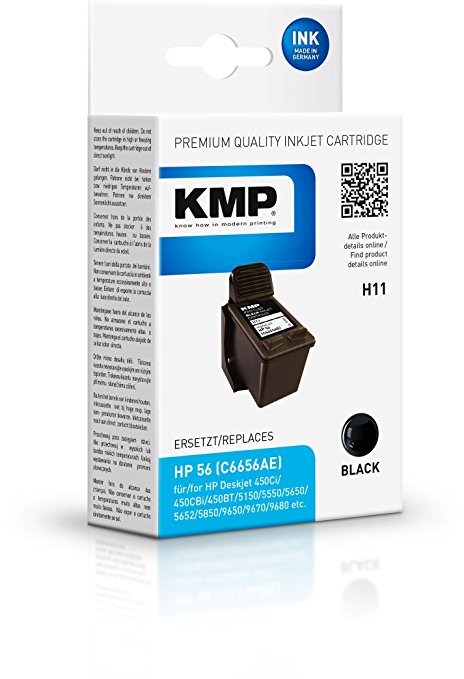 KMP H11 schwarz kompatibel mit Hewlett Packard C 6656 AE Tintenpatrone