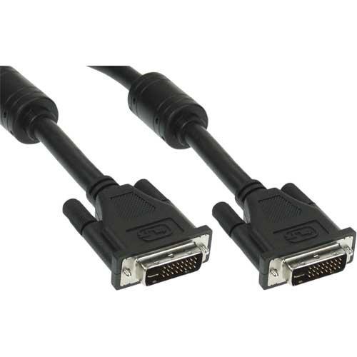 InLine DVI-I Kabel, digital/analog, 18+5 Stecker / Stecker, Single Link, 2 Ferrite, 2m schwarz