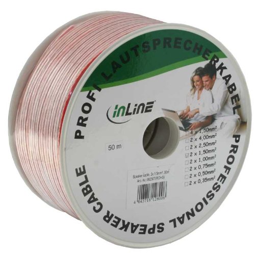 InLine Lautsprecherkabel, 2x 1,5mm², CCA, transparent, 50m transparent