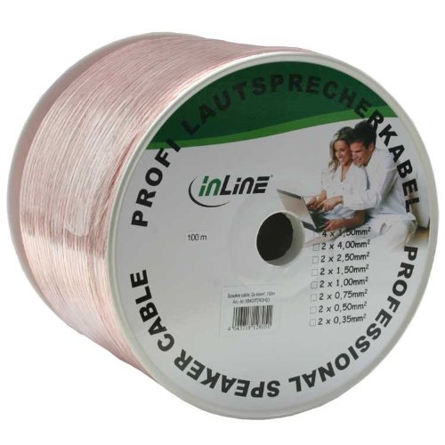 InLine Lautsprecherkabel, 2x 4mm², CCA, transparent, 100m transparent