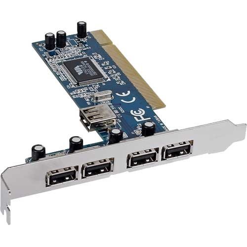InLine Schnittstellenkarte, USB 2.0, 4x extern + 1x intern, PCI