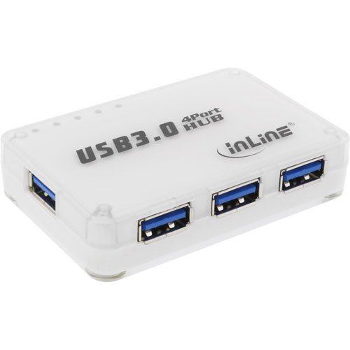 InLine USB 3.0 Hub, 4 Port, mit 3,5A Netzteil, weiß weiß