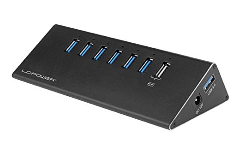 LC-Power Hub, LC-HUB-ALU-2B-7, Aluminium, 6-fach, USB 3.0, schwarz schwarz