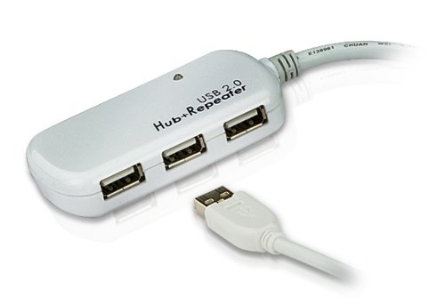 ATEN UE2120H Repeater USB 2.0 Aktiv-Verlängerung mit Hub und Signalverstärkung Stecker A an 4x Buchse A 12m