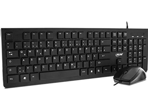 InLine Basic Desktop, Tastatur-Maus Set, USB-Kabel, Standard DE Layout, optisch 1200dpi, schwarz schwarz