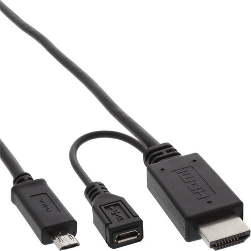 InLine MHL Micro-USB zu HDMI Adapterkabel, für Samsung Galaxy S3 / Note 2, 1,8m schwarz