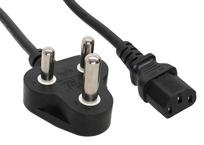 InLine Netzkabel, Netzstecker Südafrika 5A Typ D auf Kaltgerätestecker C13, 1,8m schwarz
