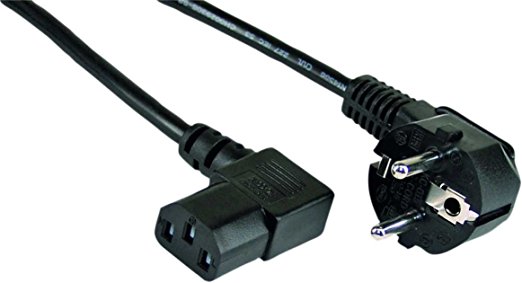 InLine Netzkabel, Schutzkontakt gewinkelt auf Kaltgerätestecker C13 rechts abgewinkelt, 1,8m, schwarz schwarz