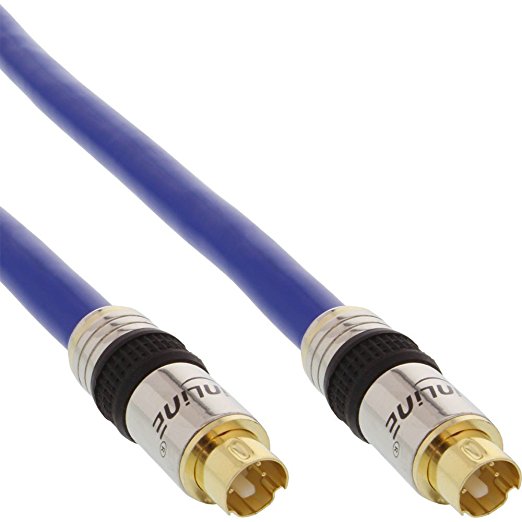 InLine S-VHS Kabel, PREMIUM, vergoldete Stecker, 4pol mini DIN Stecker / Stecker, 0,5m blau
