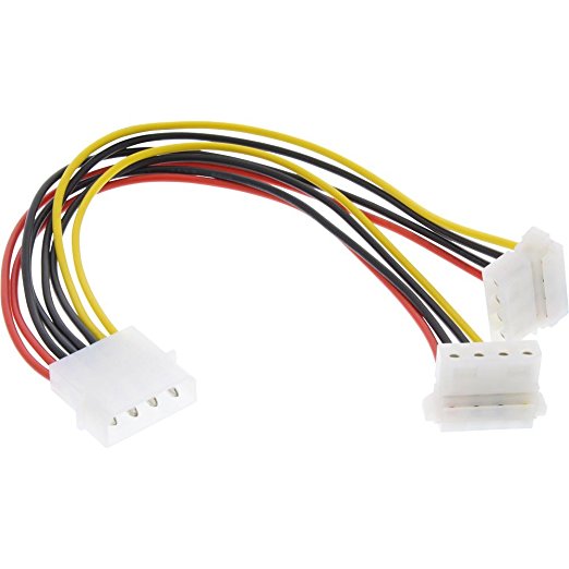 InLine Strom Y-Kabel intern, 1x 13,34cm (5,25) an 2x 13,34cm (5,25) unten gewinkelt, 0,2m