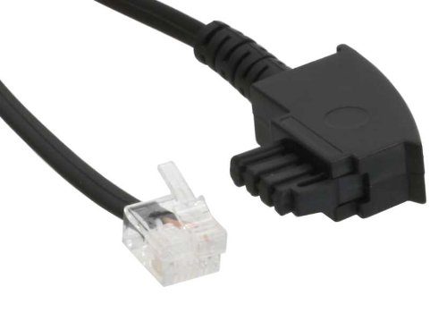 InLine TAE-F Kabel für DSL Splitter, TAE-F Stecker an Western 6/2 DEC Stecker, 15m schwarz