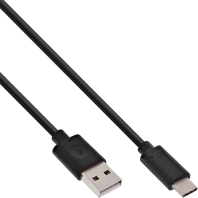 InLine USB 2.0 Kabel, Typ C Stecker an A Stecker, schwarz, 0,5m schwarz