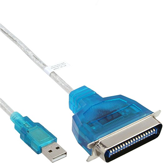InLine USB zu 36pol Centronic, Drucker-Adapterkabel, 1,8m transparent