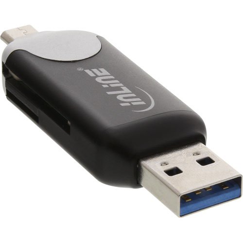 InLine USB3.0 Dual Cardreader, USB A und Micro-USB 2.0 für SDXC und microSDXC, Android (OTG) und PC