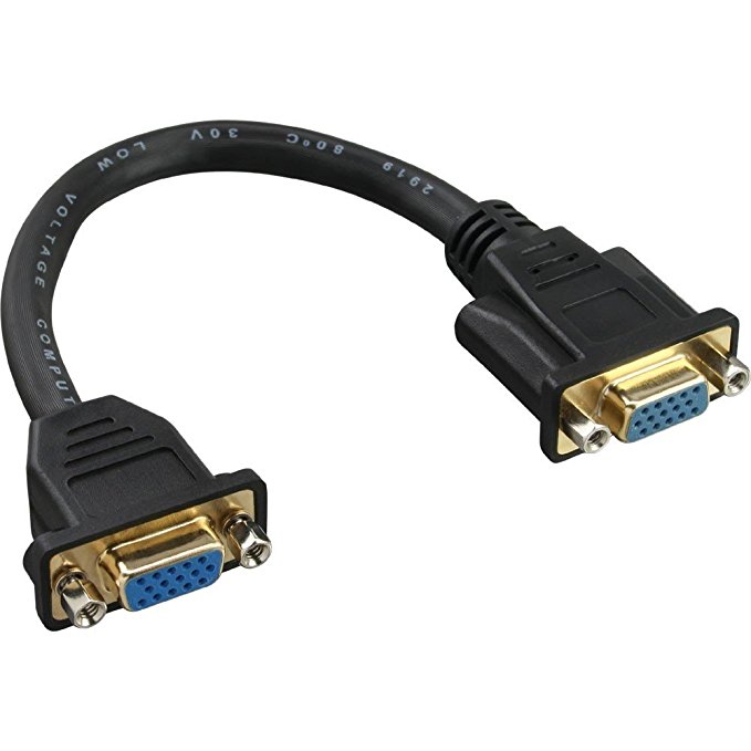 InLine VGA Adapterkabel, 15pol. VGA Buchse auf Buchse, zum Einbau, vergoldete Kontakte, 0,2m schwarz
