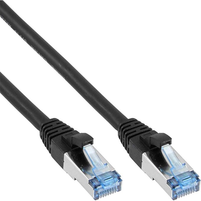 InLine Patchkabel Cat.6A, S/FTP (PiMf), 500MHz, schwarz, 10m
