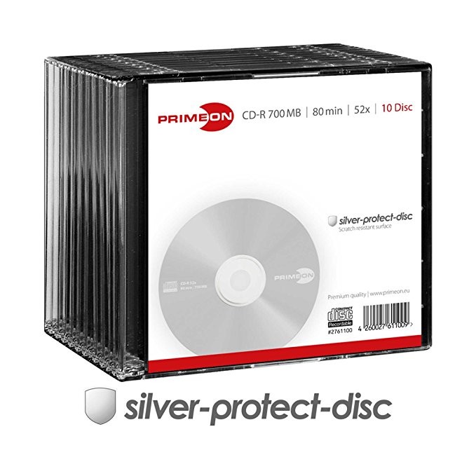 Primeon CD-R 700 MB 52x, CD-Rohlinge Slimcase 10 Stück