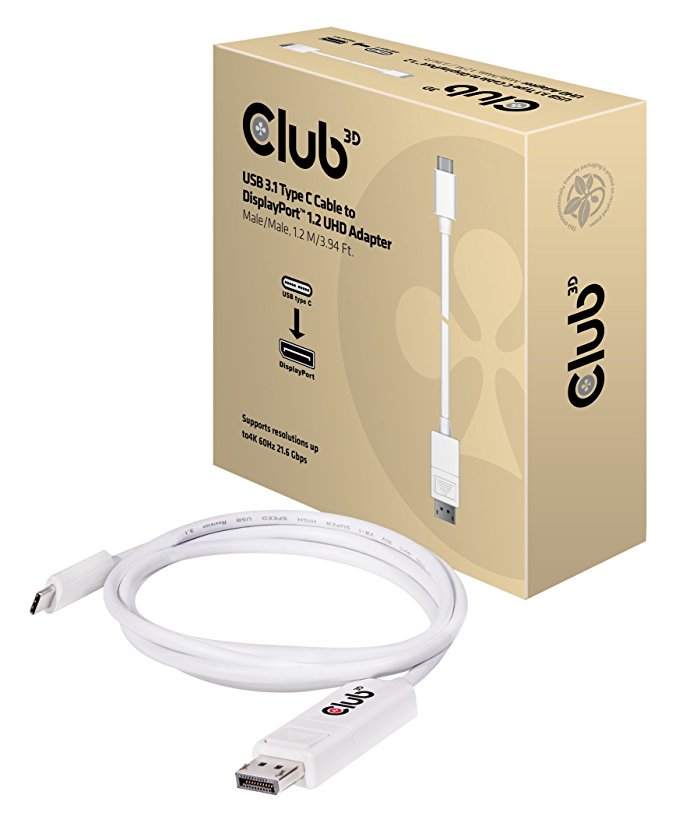 Club 3D Kabel USB 3.1 Typ C > DP 1.2 4K60Hz UHD 1,2m St/St retail