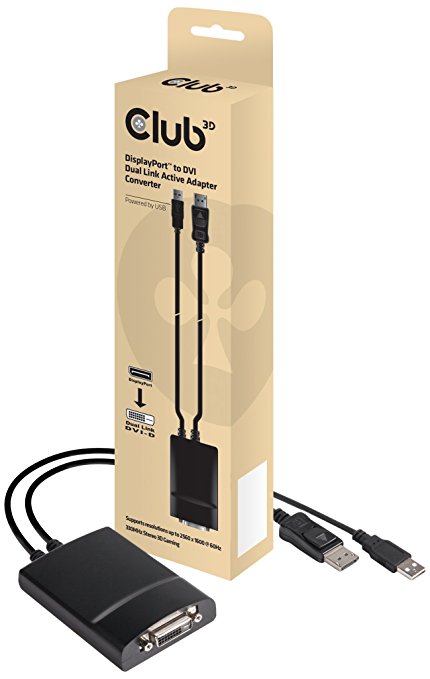 Club 3D Adapter DisplayPort > DVI-D (Active Dual)330mhz St/Bu retail