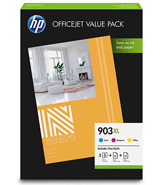 Hewlett Packard 1CC20AE Officejet Value Pack C/M/Y 903 XL + 75 Bl. Paper A 4