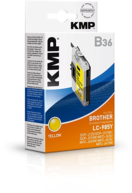 KMP B36 yellow kompatibel mit Brother LC-985 Y Tintenpatrone