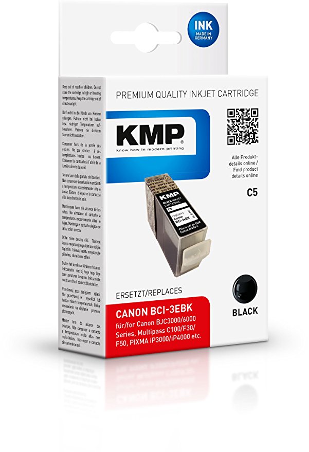 KMP C5 schwarz kompatibel mit Canon BCI-3e BK Tintenpatrone