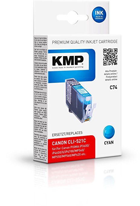 KMP C74 cyan kompatibel mit Canon CLI-521 C Tintenpatrone