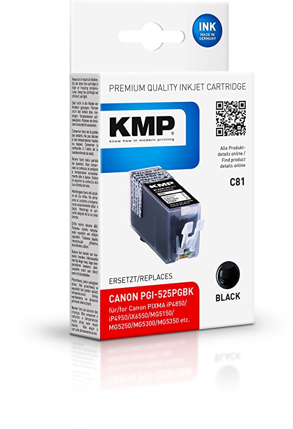 KMP C81 schwarz kompatibel mit PGI-525 PGBK Tintenpatrone