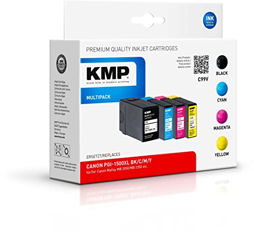 KMP C99V Multipack BK/C/M/Y kompatibel mit Canon PGI-1500 XL Tintenpatrone