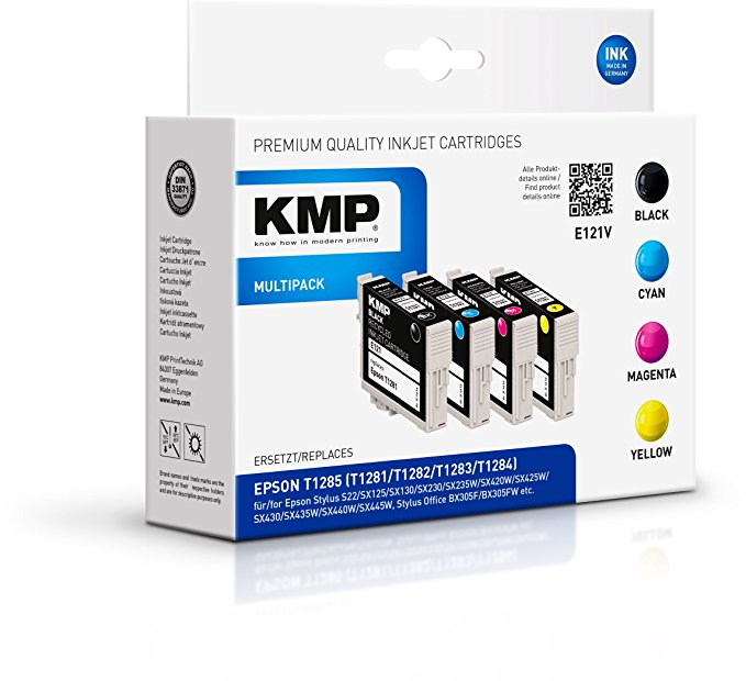 KMP E121V Multipack BK/C/M/Y kompatibel mit Epson T 128 Tintenpatrone