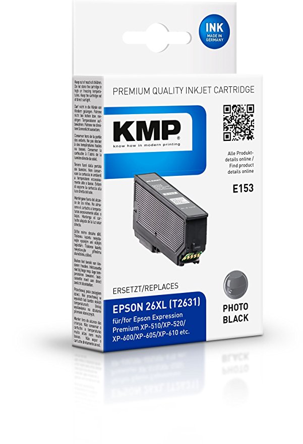 KMP E153 photo schwarz komp. mit Epson T 2631 Tintenpatrone